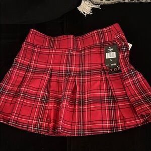 Red Plaid Women's Skirt